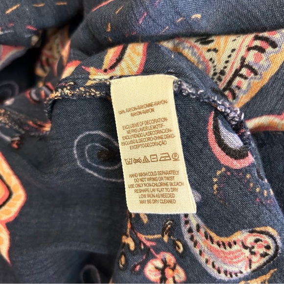 Free People blue Just The Two Of Us paisley print tunic top size small - Picture 5 of 12